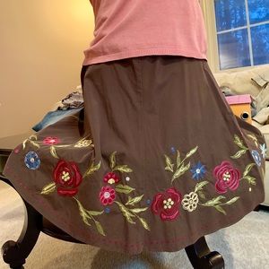 J Jill cotton embroidered flowy skirt, 8P